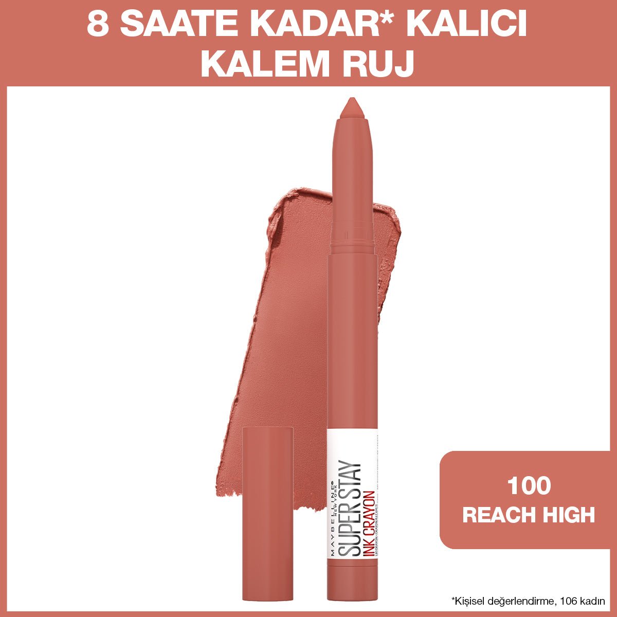Maybelline New York Super Stay Ink Crayon Kalem Mat Ruj - Spiced Up - 100 Reach High - Melori