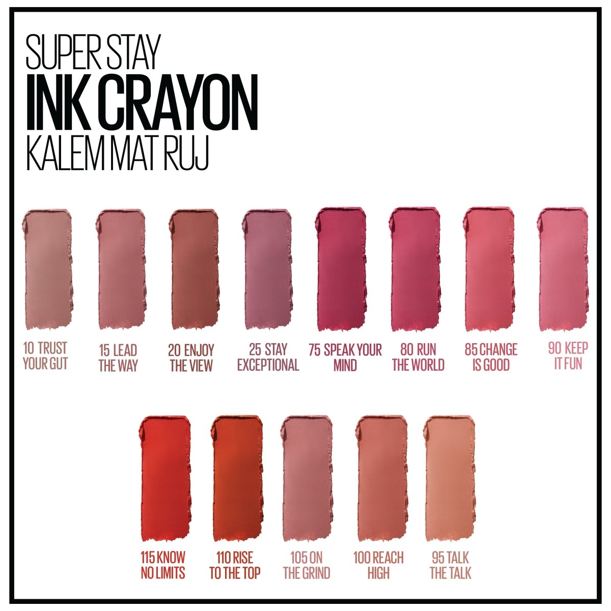 Maybelline New York Super Stay Ink Crayon Kalem Mat Ruj - Spiced Up - 115 Know No Limits - Melori