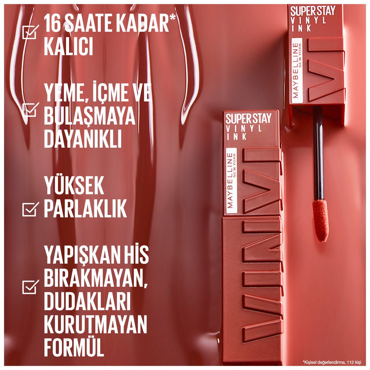 Maybelline New York Super Stay Vinyl Ink Uzun Süre Kalıcı Likit Parlak Ruj 110 Awestruck - Melori