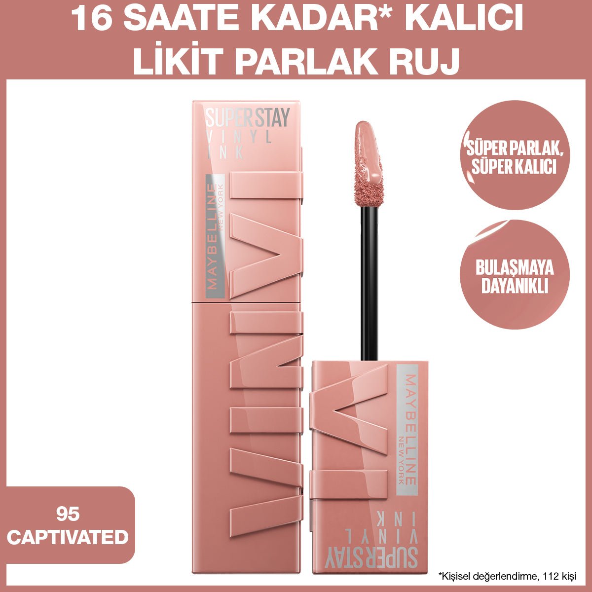 Maybelline New York Super Stay Vinyl Ink Uzun Süre Kalıcı Likit Parlak Ruj 95 Captivated - Melori