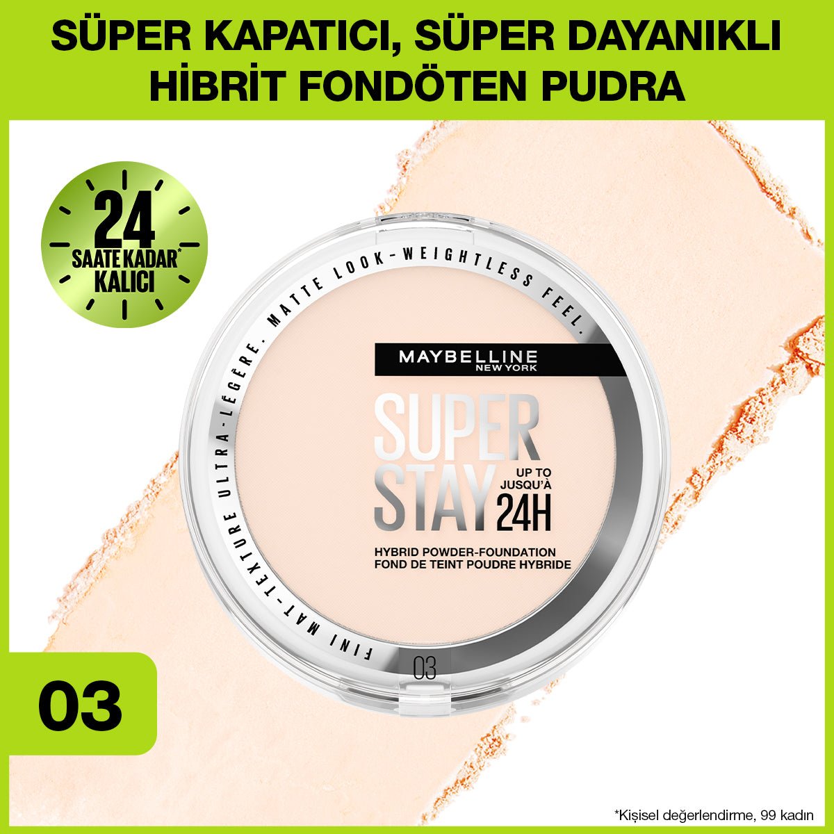 Maybelline New York Superstay Hibrit Pudra - Fondöten - 03 - Melori