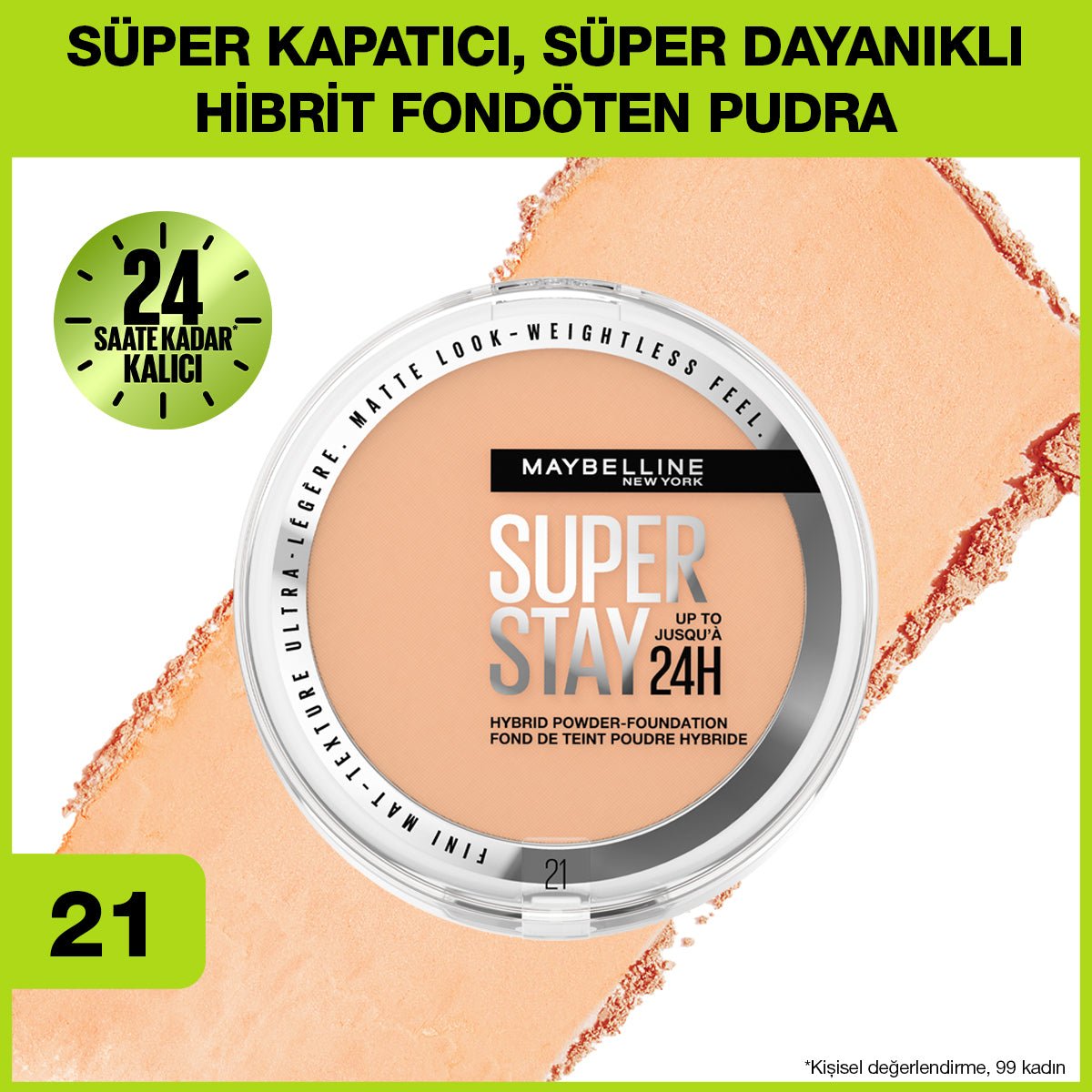 Maybelline New York Superstay Hibrit Pudra - Fondöten - 21 - Melori