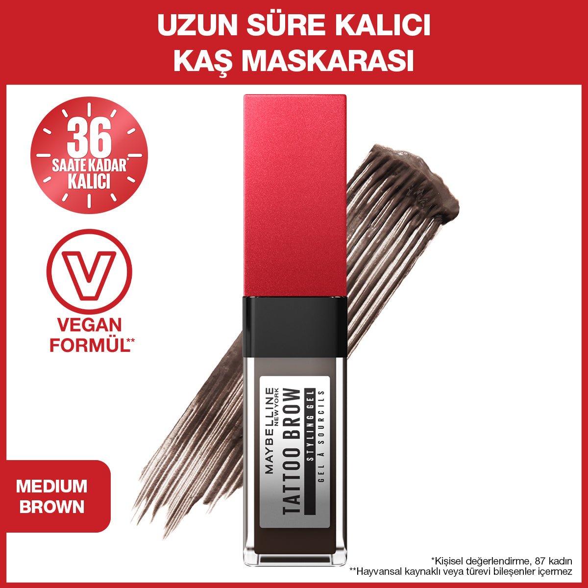Maybelline New York Tattoo Brow 36H STYLING GEL - 257 MEDIUM BROWN - Melori