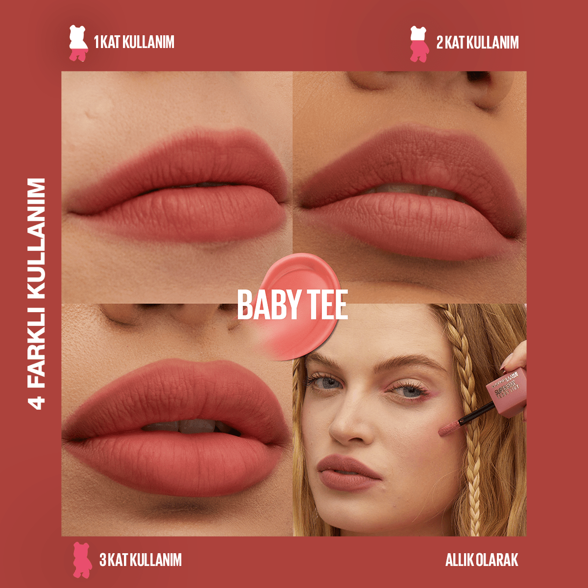 Maybelline Super Stay Teddy Tint Uzun Süre Kalıcı Likit Mat Tint 25 Baby Tee - Melori