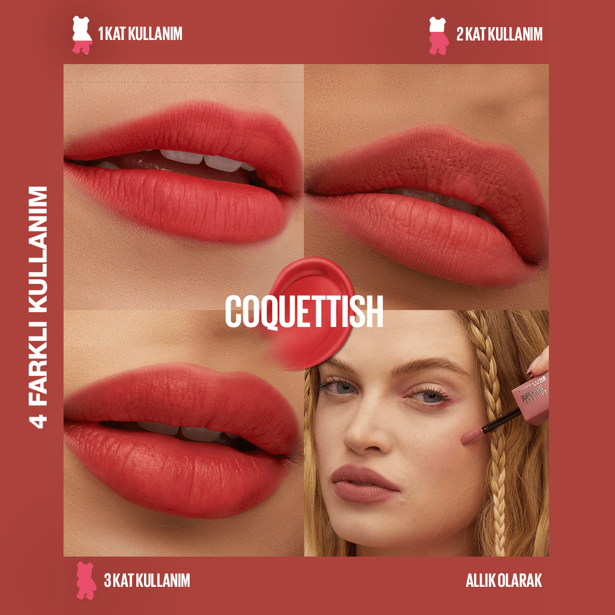 Maybelline Super Stay Teddy Tint Uzun Süre Kalıcı Likit Mat Tint 30 Coquettish - Melori