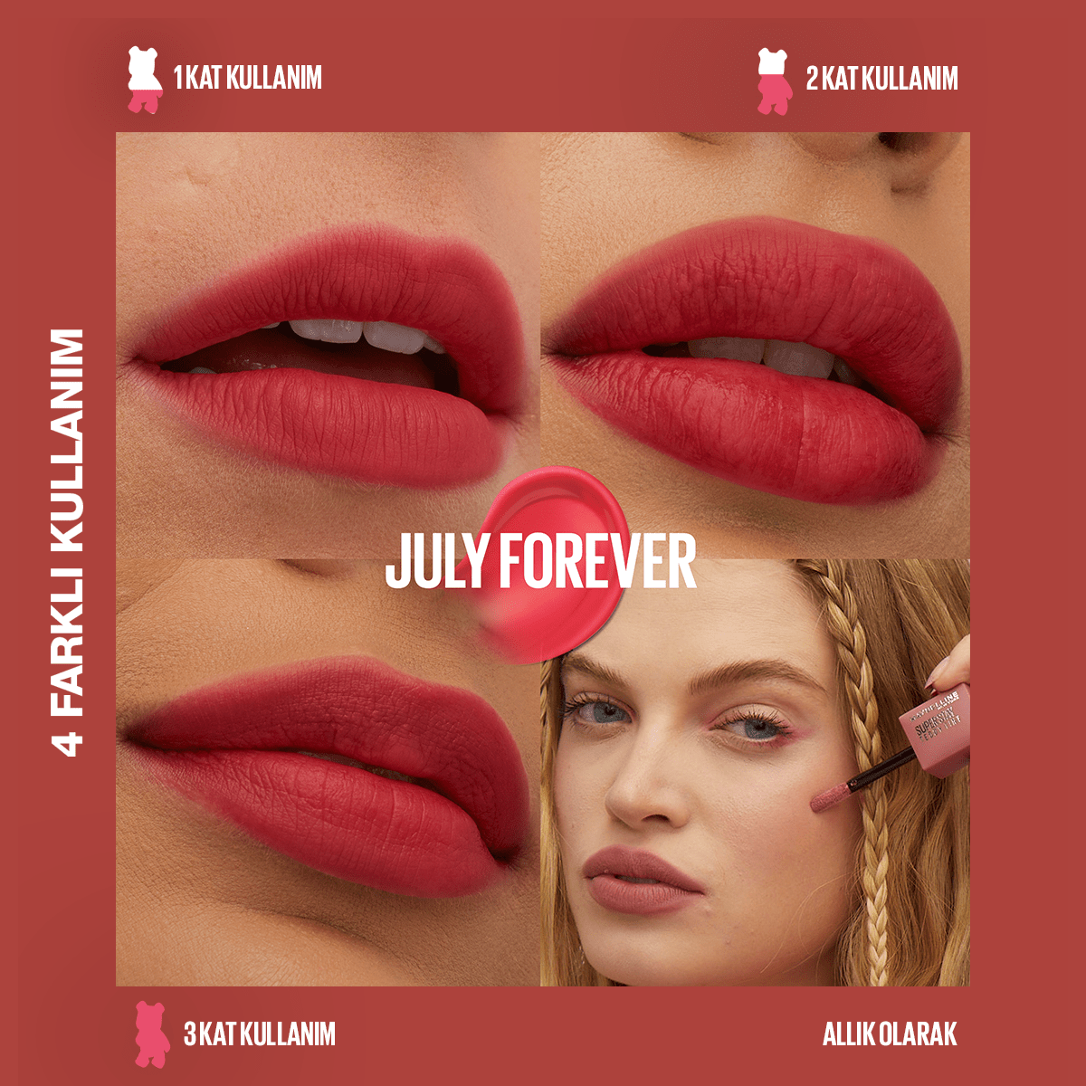 Maybelline Super Stay Teddy Tint Uzun Süre Kalıcı Likit Mat Tint 35 July Forever - Melori