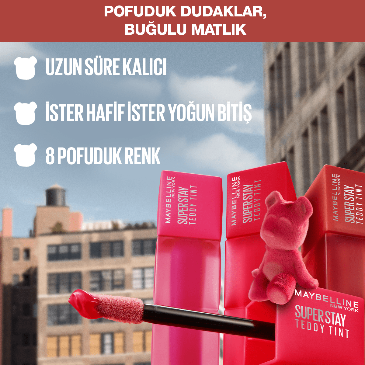 Maybelline Super Stay Teddy Tint Uzun Süre Kalıcı Likit Mat Tint 50 Wild at Heart - Melori