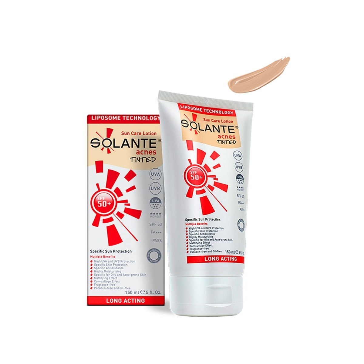 Solante Acnes - Tinted SPF 50+Renkli Güneş Koruyucu Losyon 150 ml - Melori
