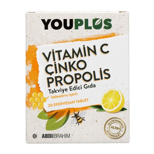 Youplus Vitamin C Çinko Propolis 20 Efervesan Tablet - Melori