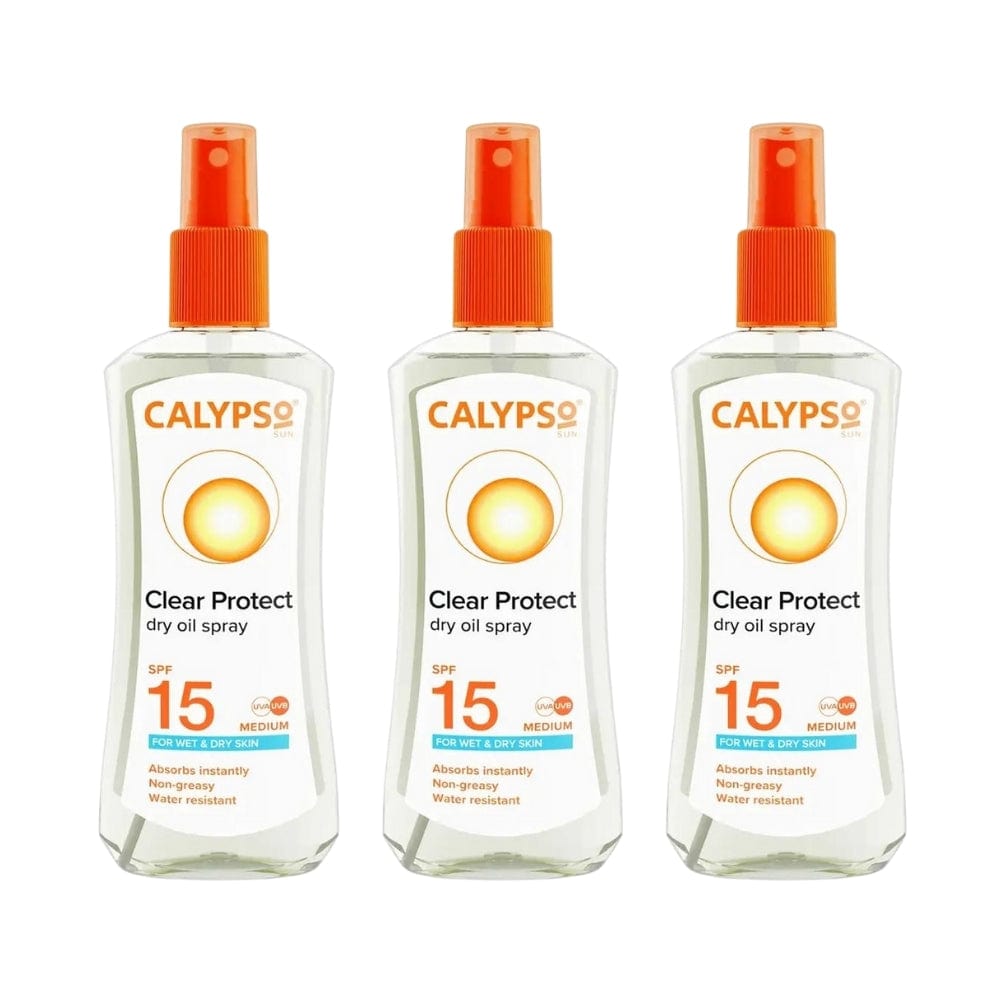 Calypso Clear Protect Spray For Wet/dry Skin Spf15 200ml -3 Pack