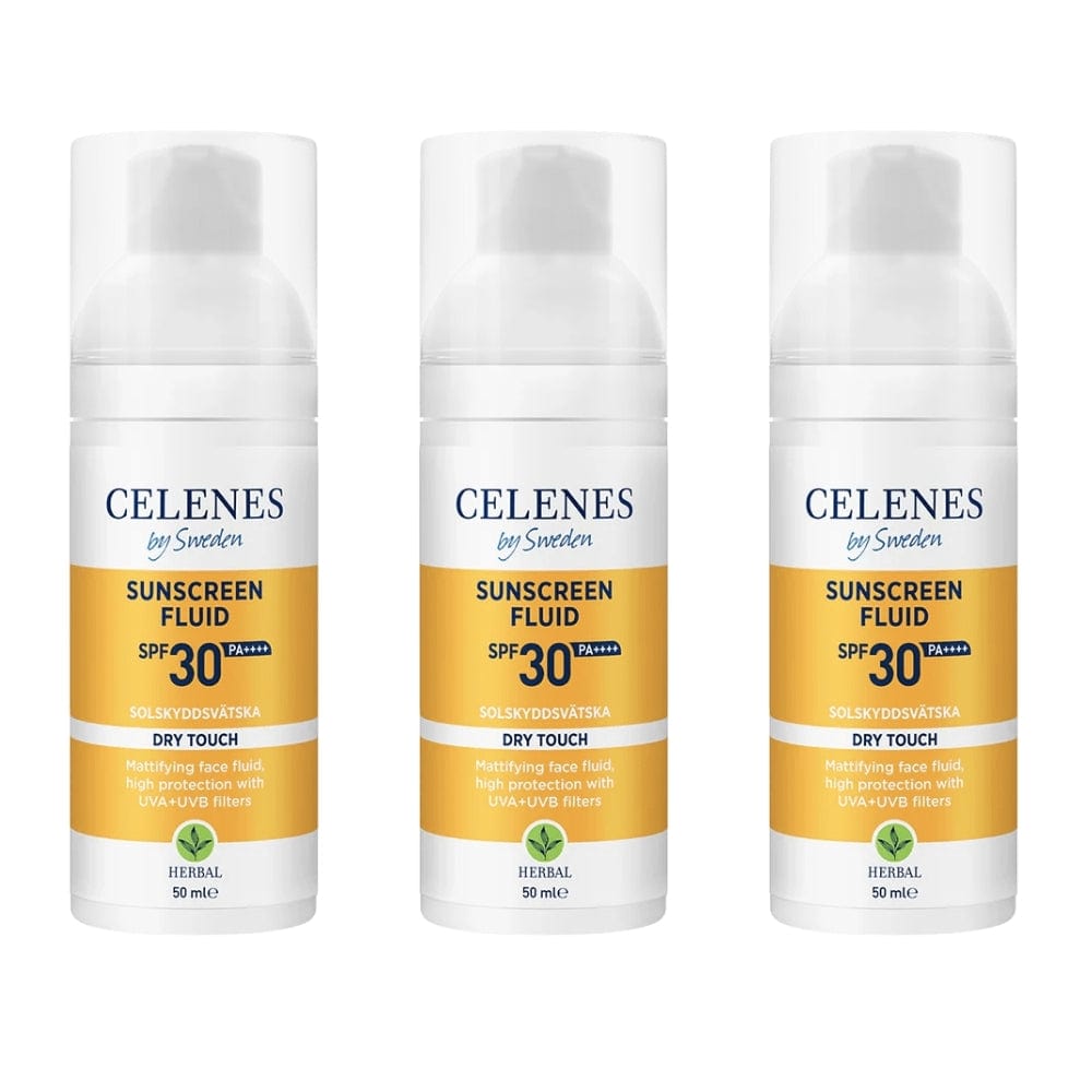 Celenes by Sweden Herbal Sunscreen Dry Touch Fluid Spf 30 50 ml / 1.7 fl oz -3 Pack