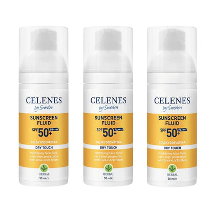 Celenes by Sweden Herbal Sunscreen Dry Touch Fluid Spf 50 50 ml / 1.7 fl oz -3 Pack