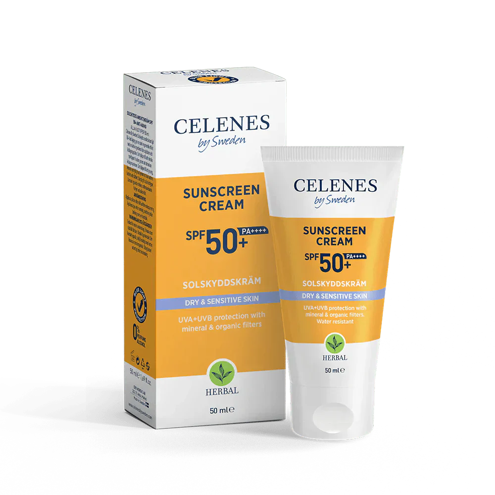 Celenes by Sweden Herbal Sunscreen Face Cream Spf 50 Dry / Sensitive 50 ml / 1.7 fl oz -2 Pack