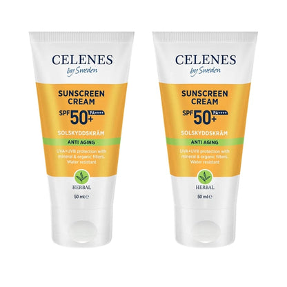 Celenes by Sweden Herbal Sunscreen Face Cream Spf Anti Aging 50 Spf  50 ml / 1.7 fl oz -2 Pack