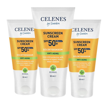 Celenes by Sweden Herbal Sunscreen Face Cream Spf Anti Aging 50 Spf  50 ml / 1.7 fl oz -3 Pack