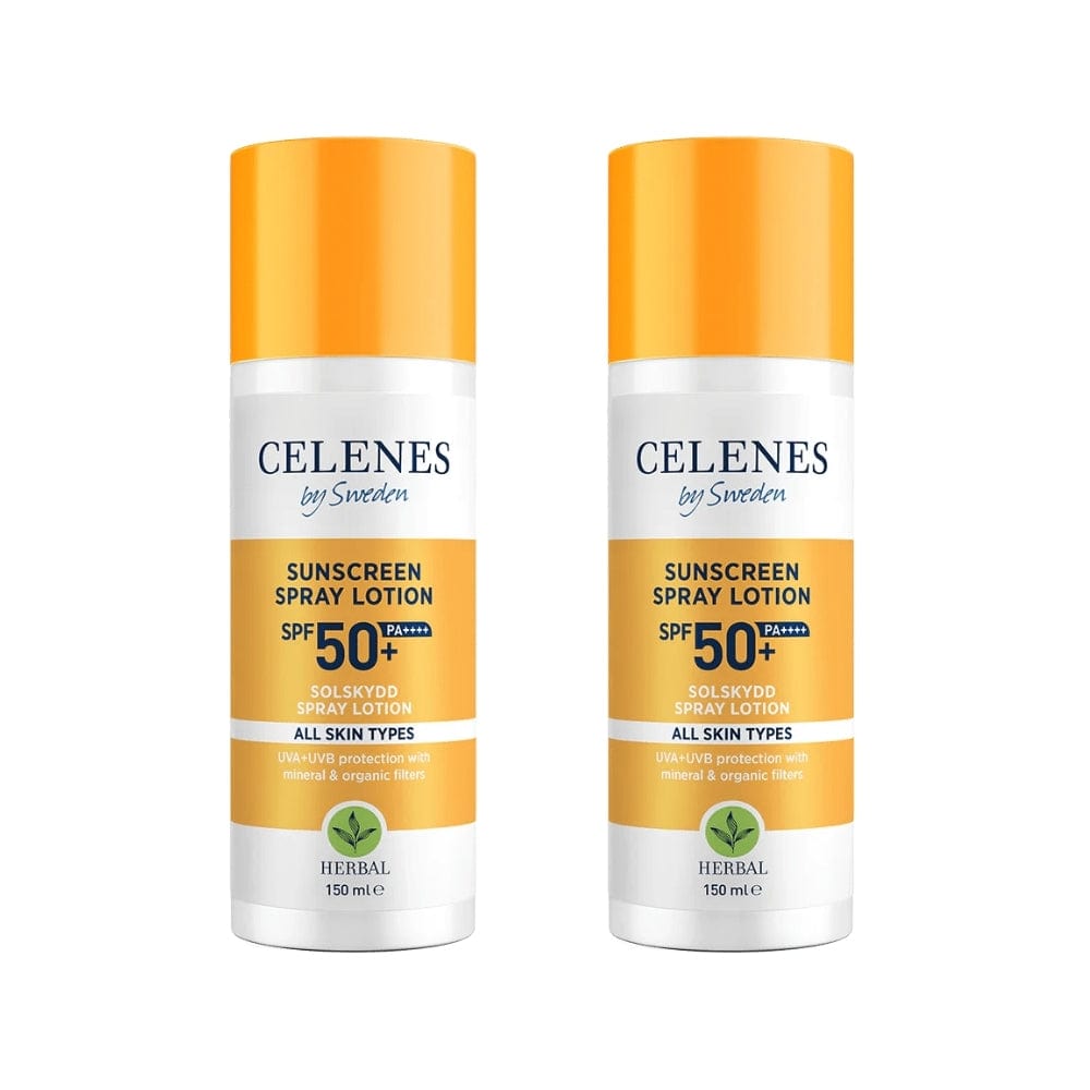 Celenes by Sweden Herbal Sunscreen Spray Lotion 50 Spf  150 ml / 5 fl oz -2 Pack
