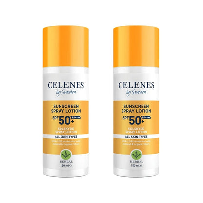 Celenes by Sweden Herbal Sunscreen Spray Lotion 50 Spf  150 ml / 5 fl oz -2 Pack