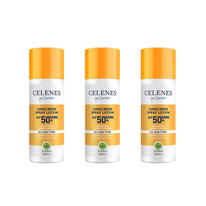 Celenes by Sweden Herbal Sunscreen Spray Lotion 50 Spf  150 ml / 5 fl oz -3 Pack