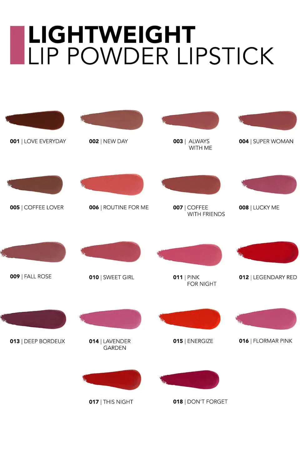 Flormar Lightweight Lip Powder Highly Pigmented &amp; Ultra Light Lipstick with Matte Finish 3g - 003 Always With Me