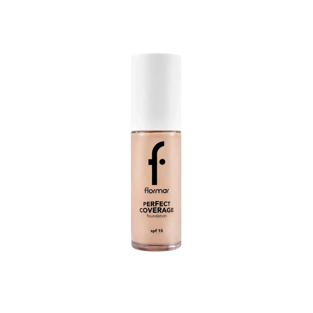 Flormar Perfect Coverage Highly Pigmented &amp; Semi-gloss Finish SPF15 Foundation 30ml -  105 Porcelain Ivory
