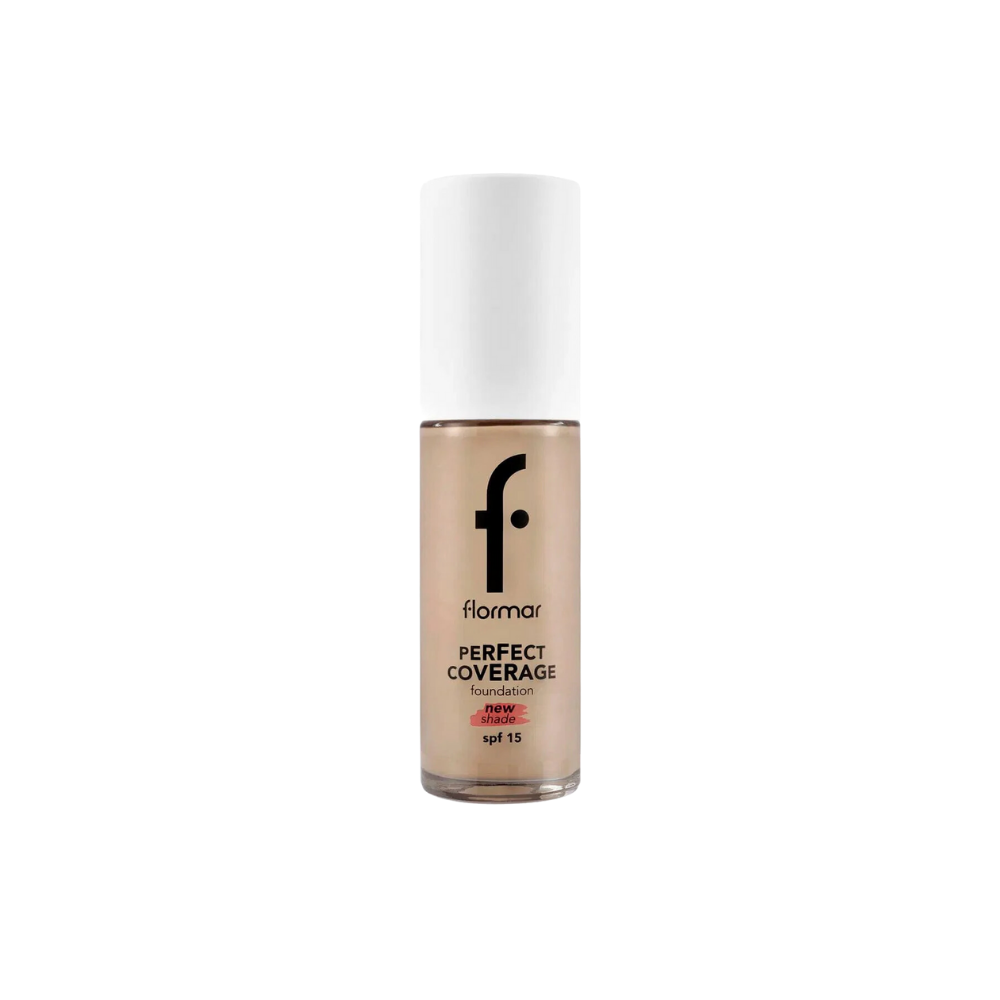 Flormar Perfect Coverage Highly Pigmented &amp; Semi-gloss Finish SPF15 Foundation 30ml - 132 Natural Beige