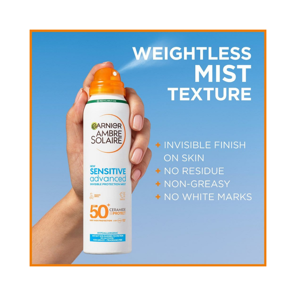 Garnier Ambre Solaire SPF 50+ Sensitive Advanced Dry Mist Sun Spray 150 ml / 5 fl oz