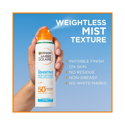 Garnier Ambre Solaire SPF 50+ Sensitive Advanced Dry Mist Sun Spray 150 ml / 5 fl oz
