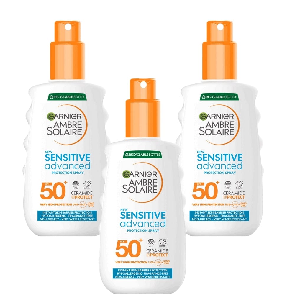 Garnier Ambre Solaire SPF 50+ Sensitive Advanced Sun Spray  150 ml / 5 fl oz 3 Pack