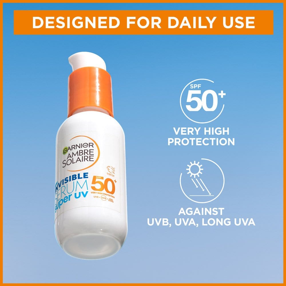 Garnier Ambre Solaire Super UV Daily Invisible Face Serum with SPF 50 + 30 ml 2 Pack