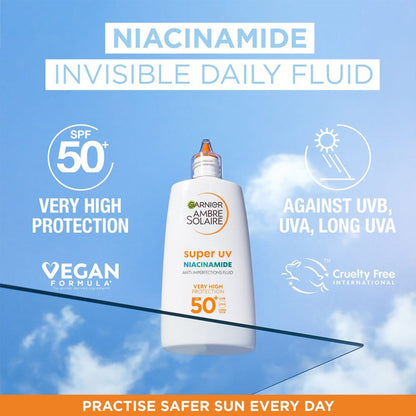 Garnier Ambre Solaire Super UV Niacinamide Facial SPF50+ Cream 40ml 3 Pack