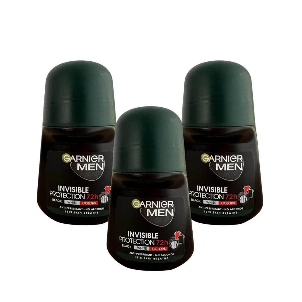 Garnier Men Invisible Protection Anti-Perspirant Roll-On 50 ml / 1.7 fl oz 3 Pack