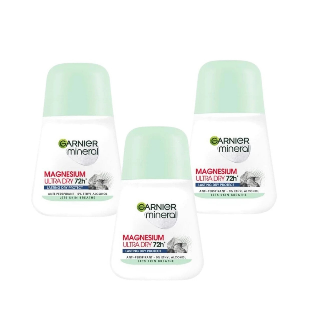 Garnier Mineral Magnesium Ultra Dry 72h Lasting Roll-On 50 ml /1.7 fl oz 3 Pack