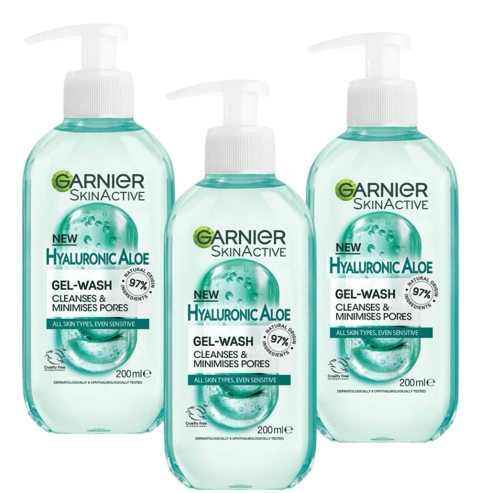 Garnier Skin Active Hyaluronic Aloe Gel Cleanser 200 ml 3 Pack