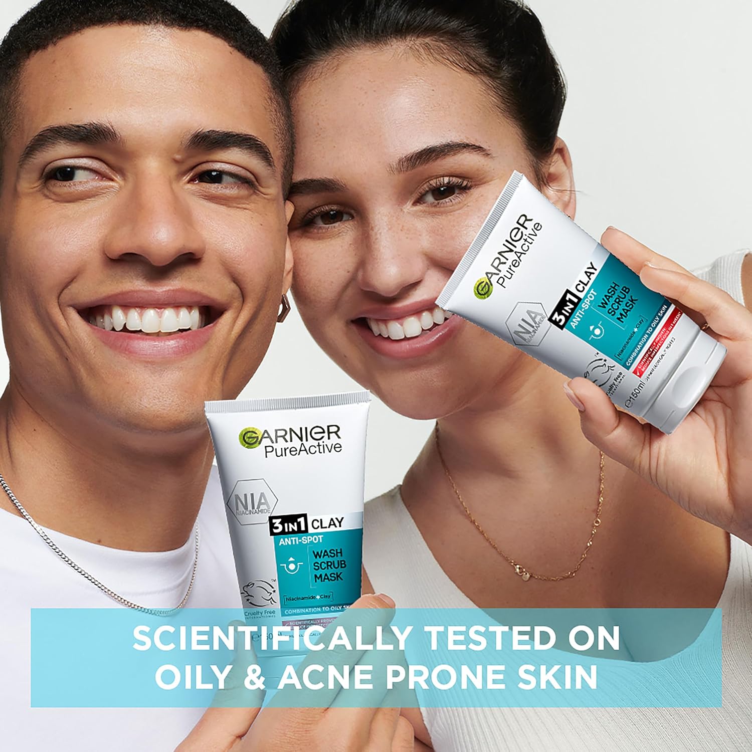 Garnier Skin Active Pure Active 3 in 1 Wash, Scrub &amp; Mask 150 ml 2 Pack