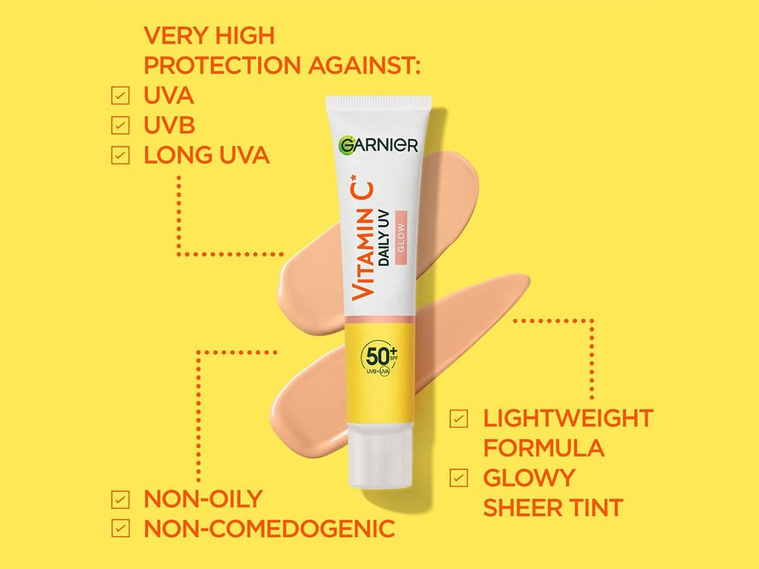 Garnier Skin Active Vitamin C Daily UV Brightening Fluid Sheer Glow, SPF50+ 40 ml 3 Pack