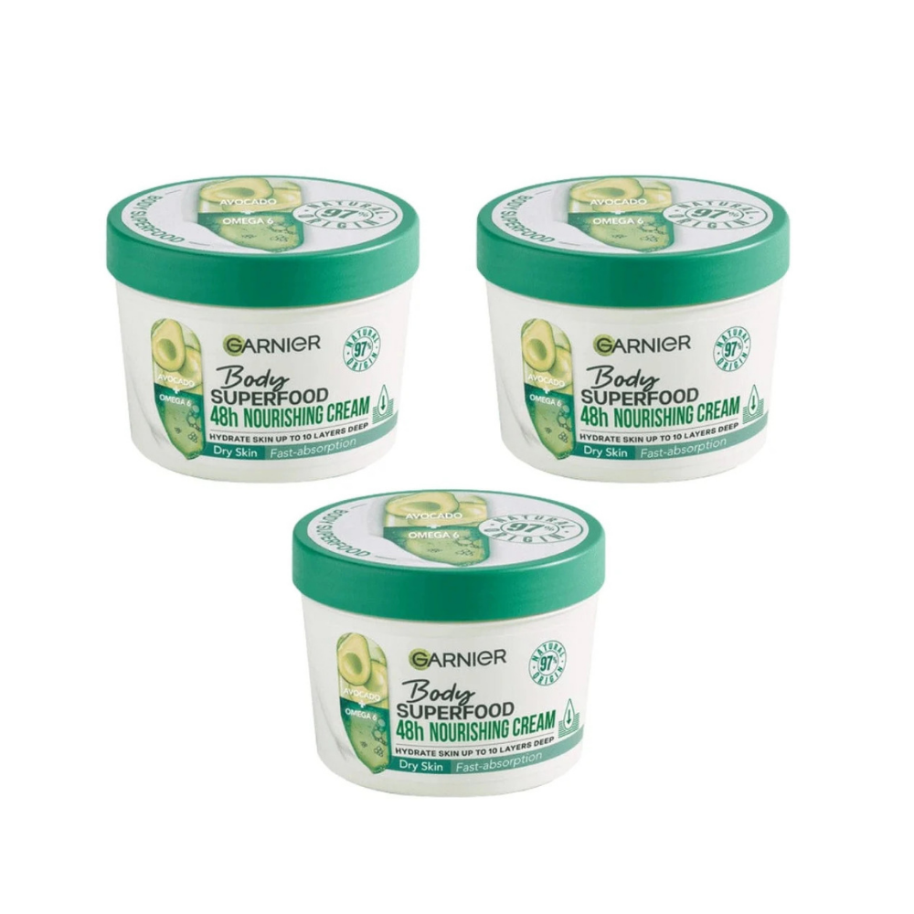 Garnier Superfood Avocado &amp; Omega 6 Superfood Nourishing Body Cream 380ml 3 Pack