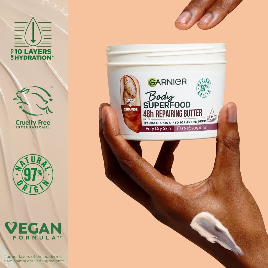 Garnier Superfood Garnier Body Superfood Cocoa &amp; Ceramide Body Cream 380ml 3 Pack