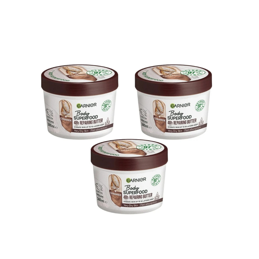 Garnier Superfood Garnier Body Superfood Cocoa &amp; Ceramide Body Cream 380ml 3 Pack