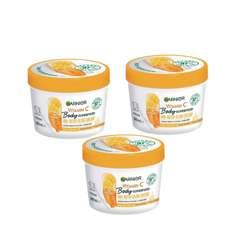 Garnier Superfood Vitamin C &amp; Mango Body Cream 380ml 3 Pack