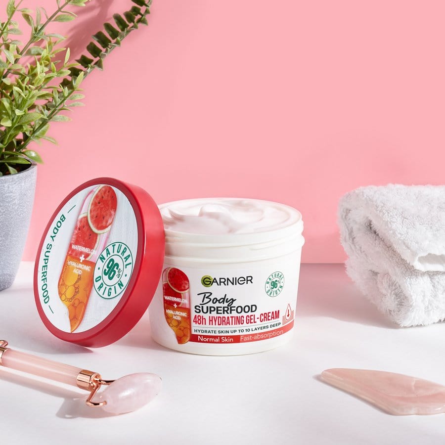 Garnier Superfood Watermelon &amp; Hyaluronic Acid Body Cream 380ml 3 Pack