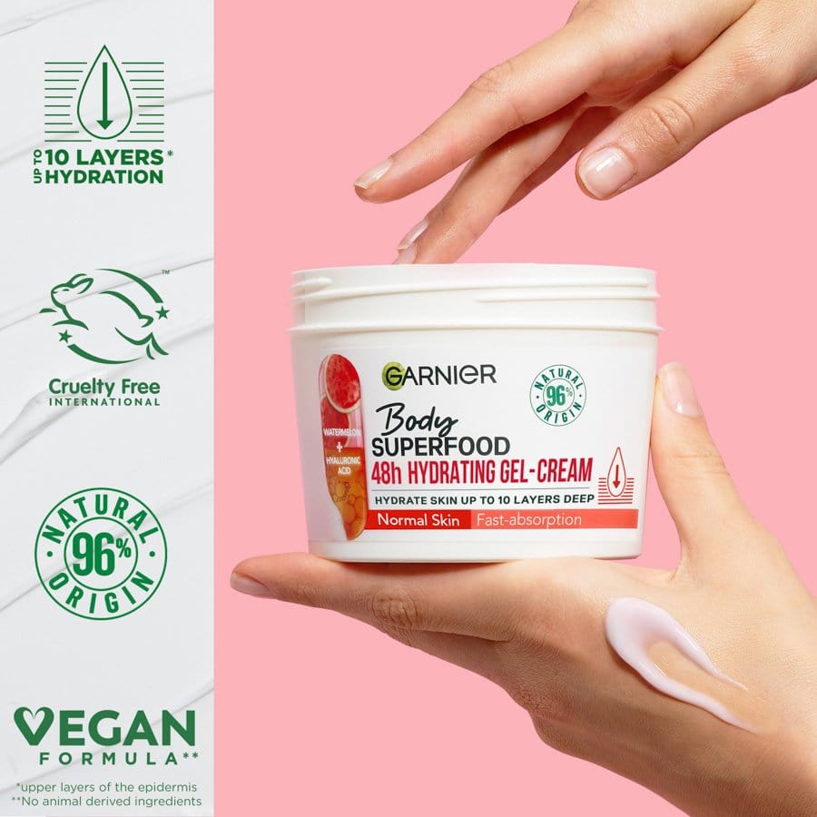 Garnier Superfood Watermelon &amp; Hyaluronic Acid Body Cream 380ml 3 Pack