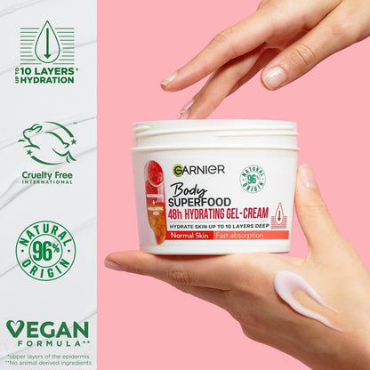 Garnier Superfood Watermelon &amp; Hyaluronic Acid Body Cream 380ml 3 Pack