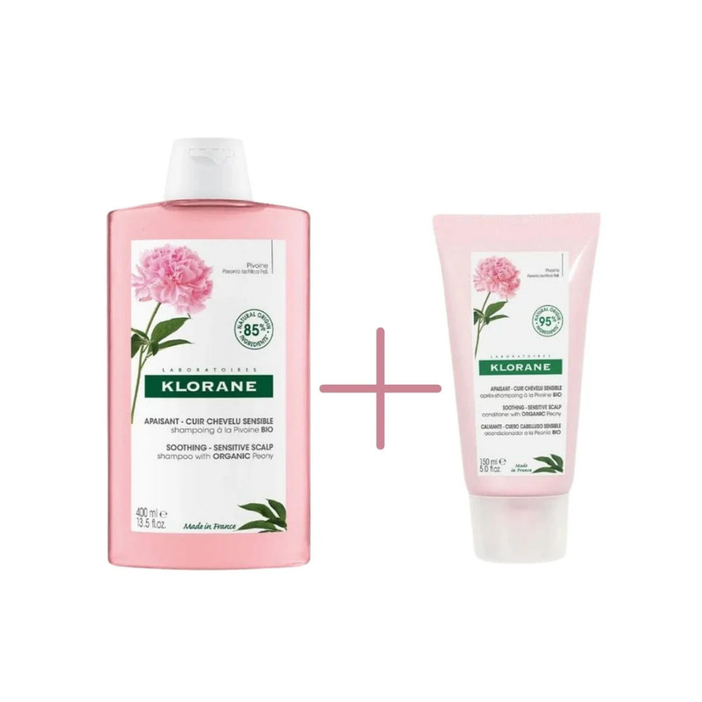 Klorane Organic Peony Refreshing Shampoo 400 ml &amp; Organic Peony Content Refreshing Conditioner 150 ml