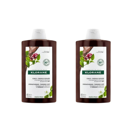 Klorane Strengthening with Quinine &amp;Organic Edelweiss -Thinning hair Shampoo 400 ml -2 Pack