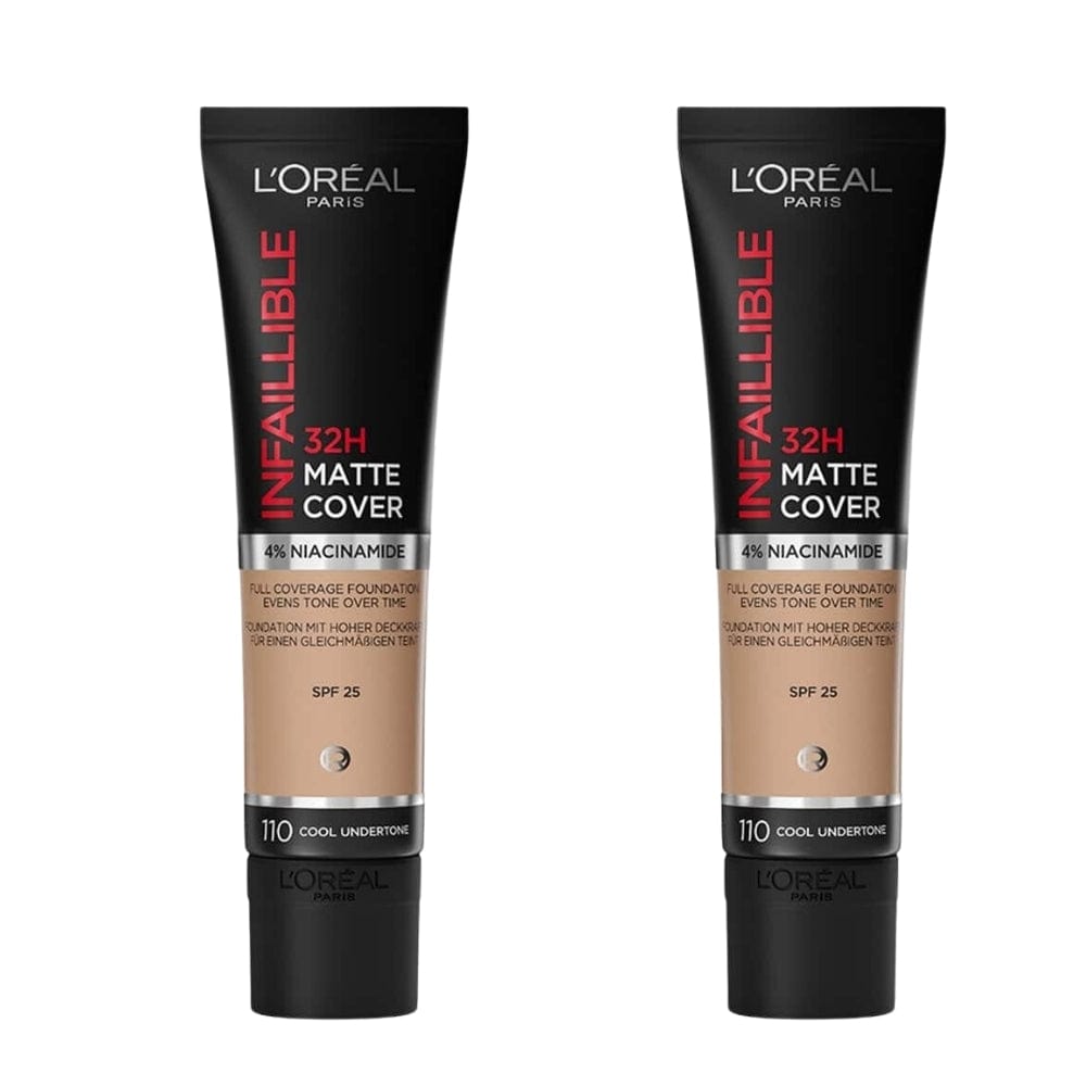 Loreal Paris Infaillible 32 H Matte Cover High Coverage Foundation 30 ml - 110 Cold Undertone 2 Pack