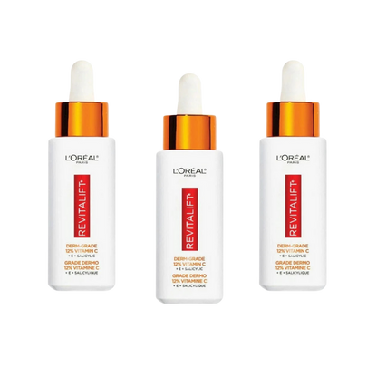Loreal Paris Revitalift 12% Pure Vitamin C + E + Salicylic Acid Brightening Serum 3 Pack