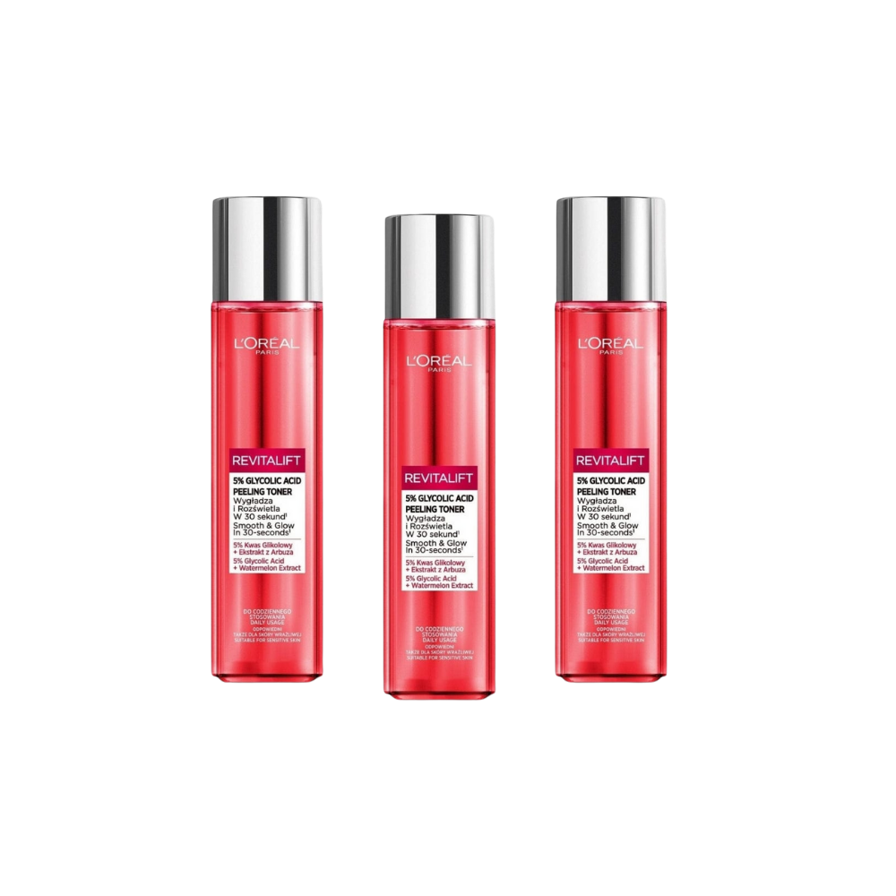Loreal Paris Revitalift 5% Pure Glycolic Acid Peeling Tonic 180ml 3 Pack