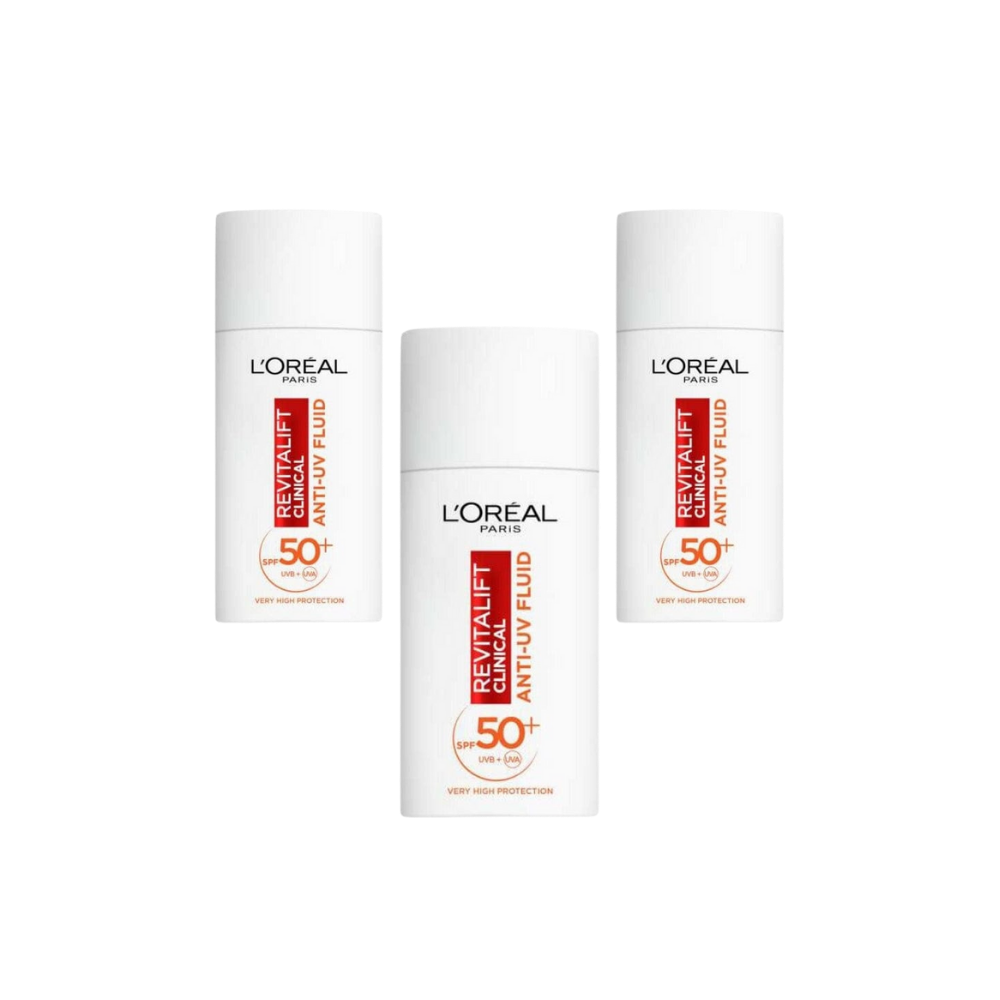 Loreal Paris Revitalift Clinical Spf 50+ Daily High UV Protection Face Sunscreen 50ml 3 Pack