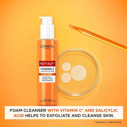 Loreal Paris Revitalift Clinical [Vitamin C + Salicylic Acid] Anti-Pore, Brightening Cleansing Gel 150 ml