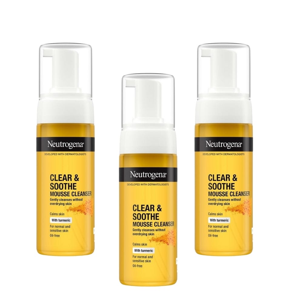 Neutrogena Clear &amp; Soothe Mousse Cleanser 150ml / 5 fl oz 3 Pack